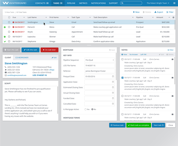 Whiteboard CRM App